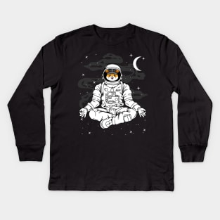 Astronaut Yoga Floki Inu Coin To The Moon Floki Army Crypto Token Cryptocurrency Blockchain Wallet Birthday Gift For Men Women Kids Kids Long Sleeve T-Shirt